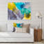 Turquoise et jaune luxe abstrait fluide - peinture sur toile-67359179-67359193