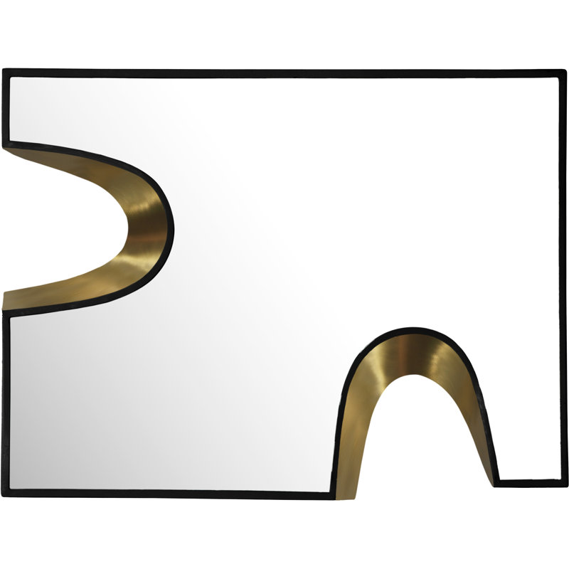 Soleil Bulow Rectangle Wall Mirror, 38" x 28", Black/Gold