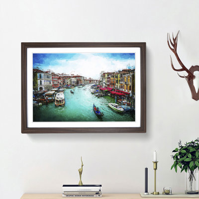 Gondolas in Venice Italy in Abstract - Picture Frame Graphic Art Print