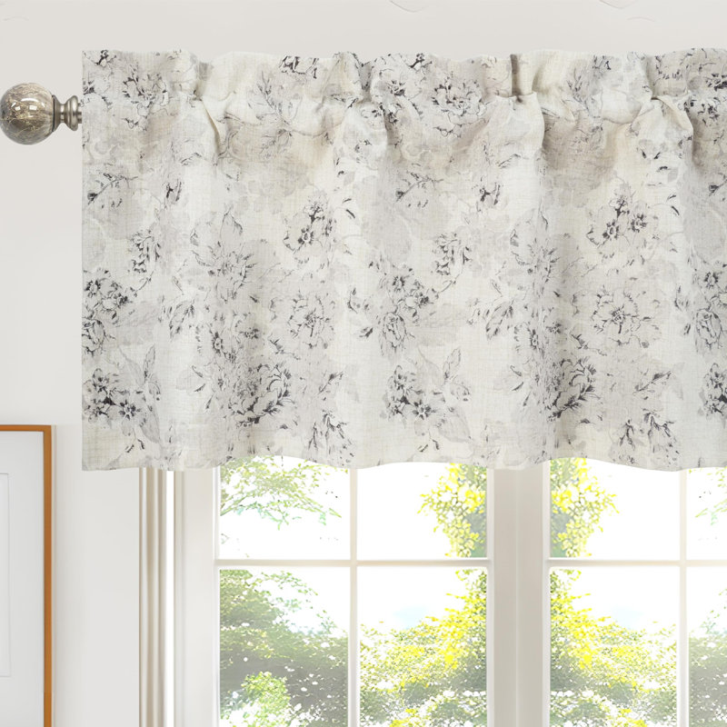 Cantonnière à motif floral occultant, L 52 po x L 18 po