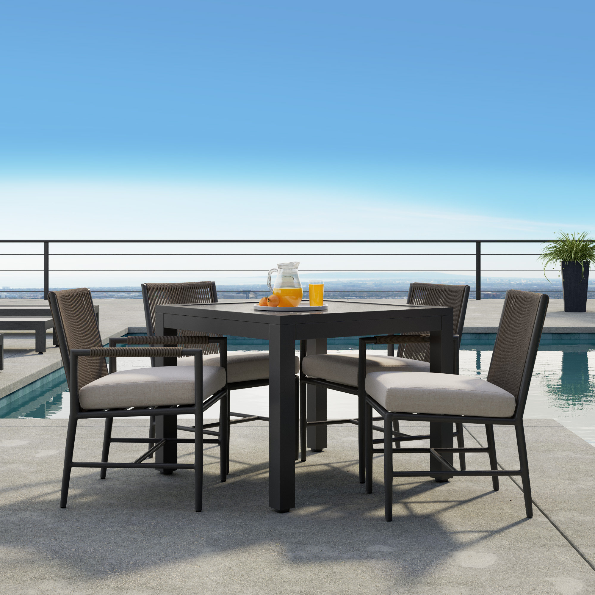Poinsettia 36'' Outdoor Dining Table, Graphite, 29"H x 36"W x 36"W