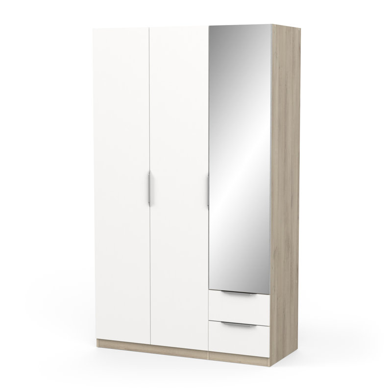 Nikkolaus 3 Door Manufactured Wood Wardrobe, Brown/White