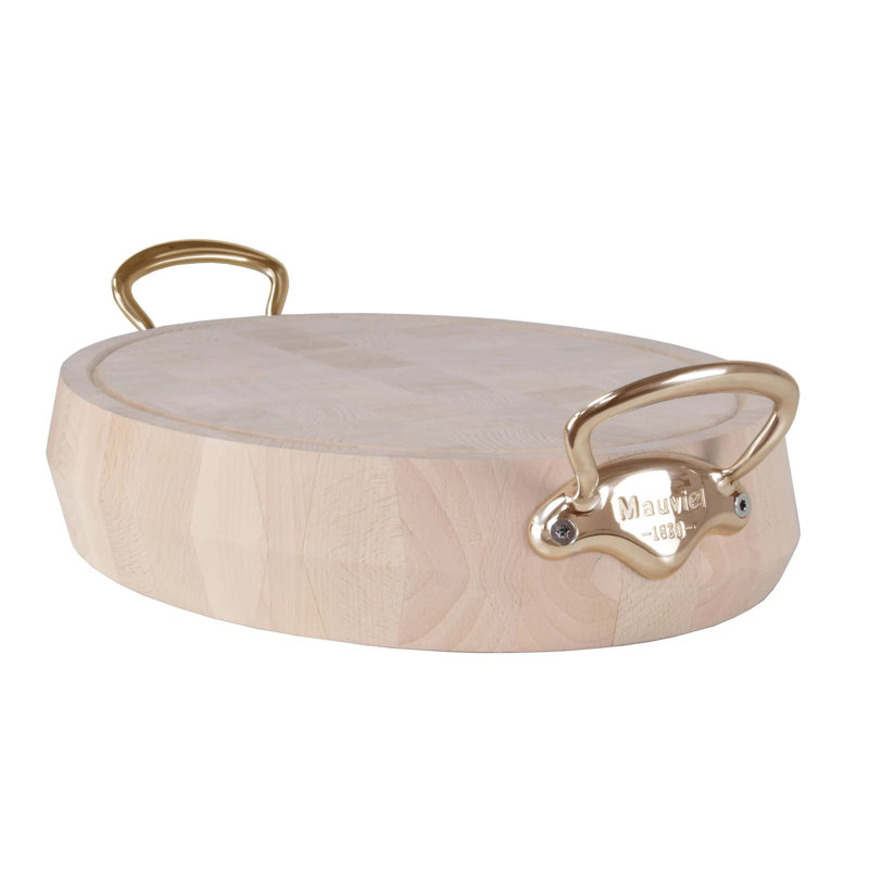 Mauviel Savoir Vivre Chopping Block With Brass Handles, 13.8-In, 10.63" x 10.63"