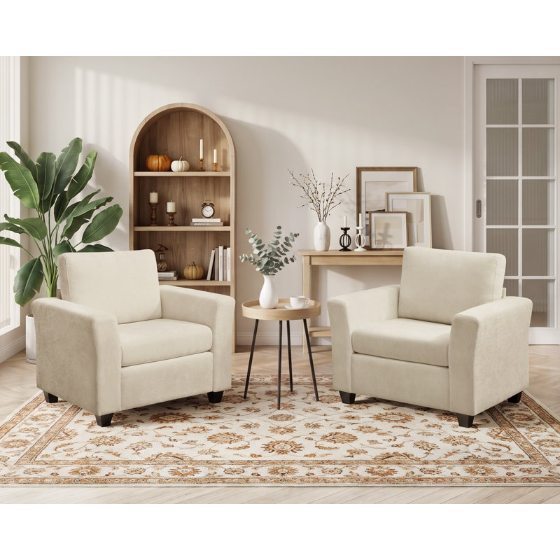 40.35'' Upholstered Accent Chair (Set Of 2), Beige