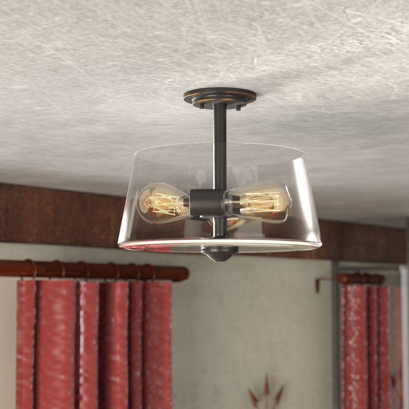 Jantz Glass Semi Flush Mount, Old Bronze