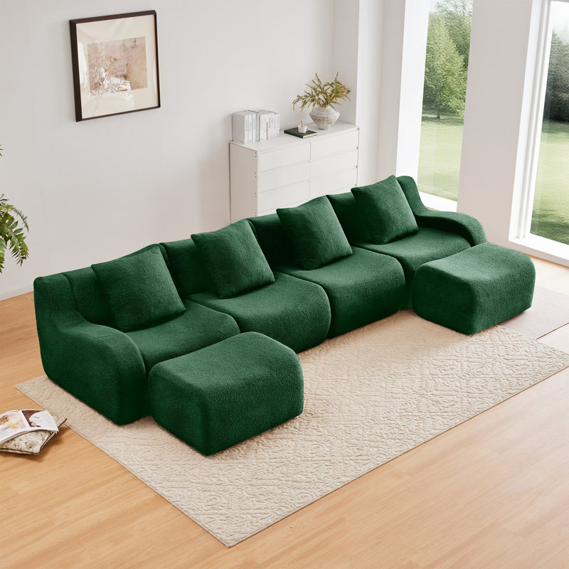 Canapé Boneless, H 35,4 po x l 148 po x P 65,7 po, 4, Vert