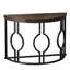 Console demi-lune pour le hall d'entrée, canapé industriel semi-circulaire de 44 pouces avec base géométrique, table d'appoint en bois pour le salon, couloir, vestibule, entrée, brun rustique