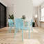 Table blanche moderne de 55 pouces avec 4 fauteuils en polyuréthane empilables pour l'intérieur et l'extérieur, pieds en métal antidérapants toutes saisons, conception de chaise ergonomique, plateau de table de haute qualité, structure polyvalente-121070454