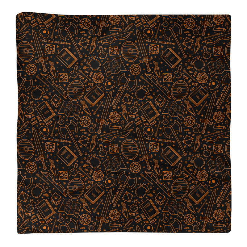 Serviette en coton à motif rpg lines, H 0,1 po x l 10 po x P 10 po, Noir / Orange, Sergé de polyester