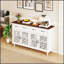 Buffet rétro avec portes géométriques sculptées à la main, bois vieilli, 2 tiroirs, 4 portes, pieds réglables, base surélevée-156050312