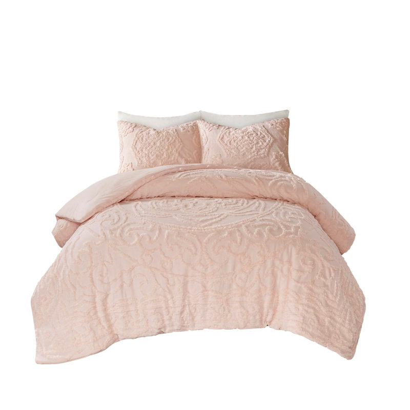 Literie en coton Lycan, Housse de couette double / grand + 2 taies décora, Rosé