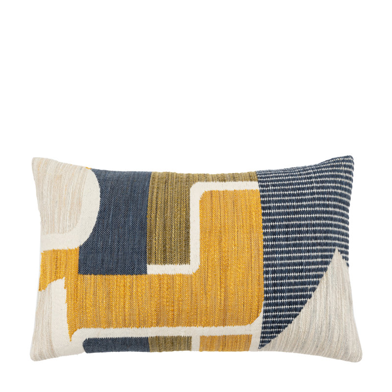 Quinn Jacquard Cushion Ochre & Navy , 0.90cm H x 50cm W