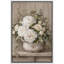 Œuvre crème pivoine crème dans une urne rustique, images de chambre à coucher, impression sur toile encadrée-132063913-132063915