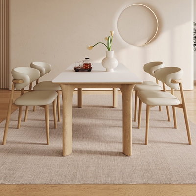 Table de salle à manger moderne en bois massif, peu encombrante