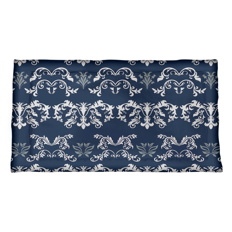 Football Baroque Pattern Pillow Sham, Standard, Microfiber, Blue/White/Silver