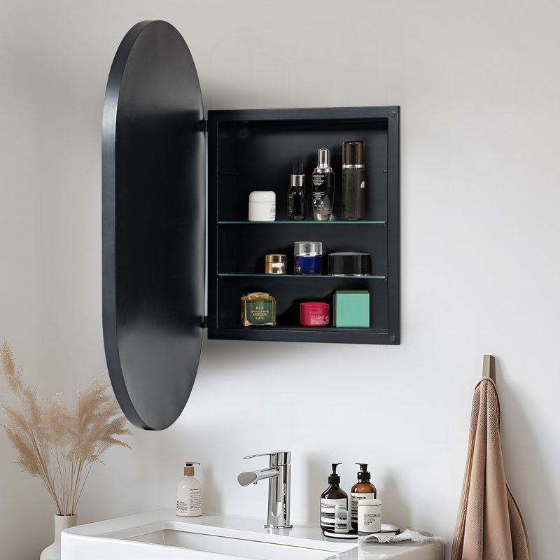 21'' W 34'' H Recessed Medicine Cabinet, Black