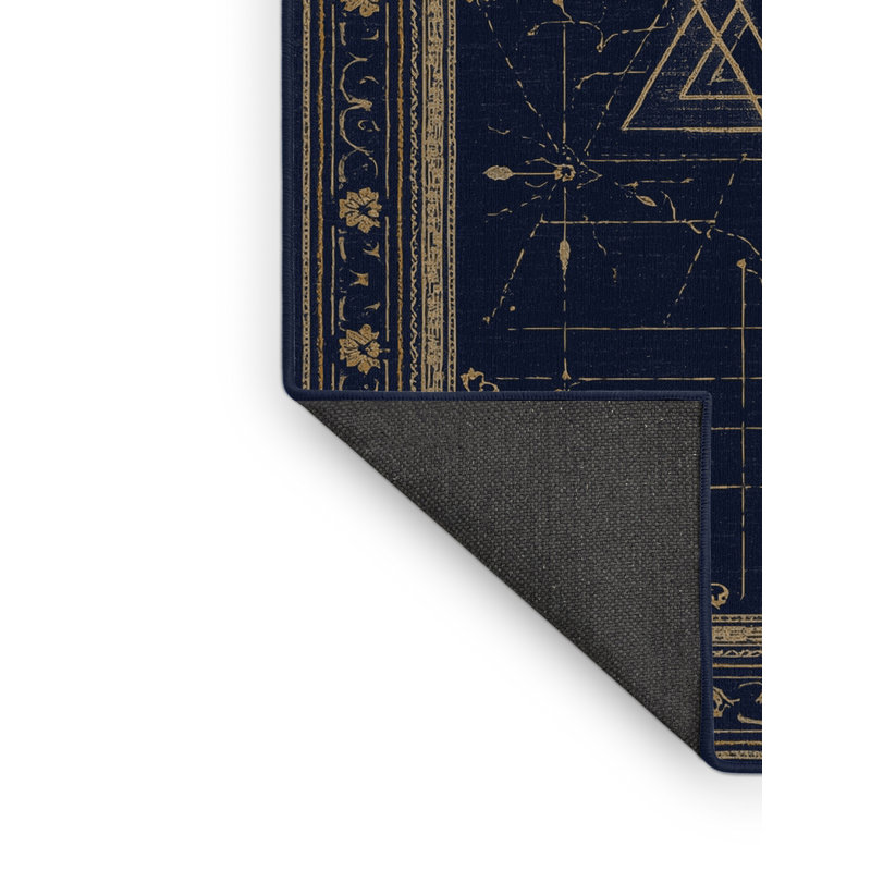 Soft Plush Farrer Hanukkah Modern & Contemporary Abstract Area Rug in Gray – Navy Binding, 8x10