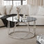 Table basse ronde moderne en verre de 80 cm avec structure circulaire en métal, table d'appoint contemporaine - Verre gris et chrome-432914329