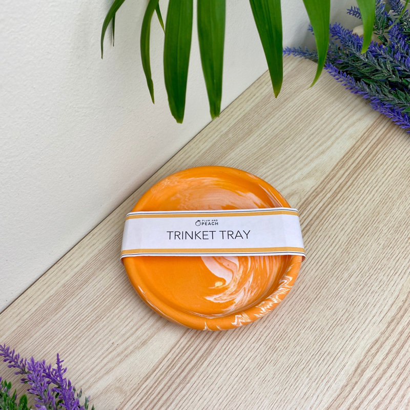 Round Trinket Tray Dish, Orange