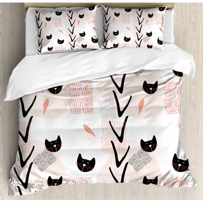 Ensemble de housse de couette en forme de chatons animaux pour enfants, "modern jolie faces"