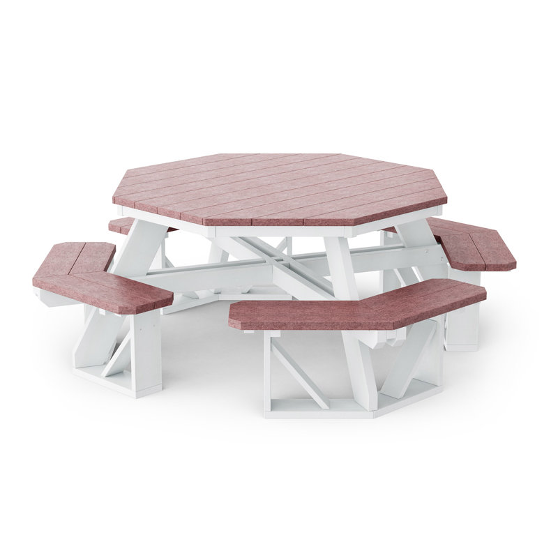 Heritage Octagon Picnic Table, Cherrywood/White