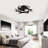 25.8''  Industrial Ceiling Fan With Remote Control ,5 ABS Blades Small Size Ceiling Fan For Living Room, Dining Room, Bedroom, Family Room, Matte Black ,6 PCS*E26 (Does Not Include Light Bulbs)