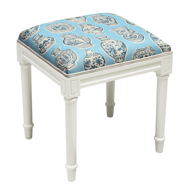 Solid Wood Accent Stool, Blue