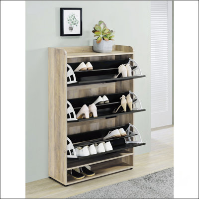 Grey 3-Tier Engineered Wood Shoe Cabinet