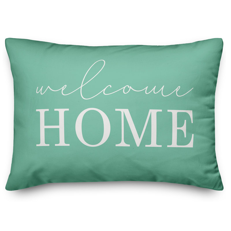 Textual Outdoor Throw Pillow, Mint Green