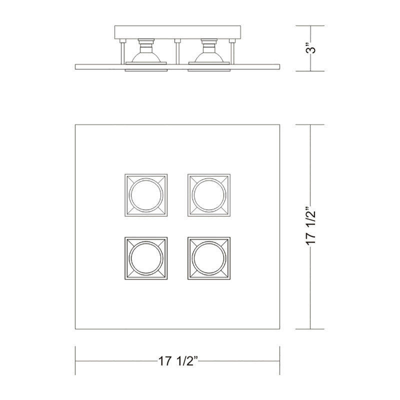 Polifemo 4 - Light 17.7165" Square Semi Flush Mount, White