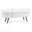 Élégant banc de rangement ovale avec pieds en bois d'hévéa pour sièges supplémentaires et tissu de rangement caché.-511003805