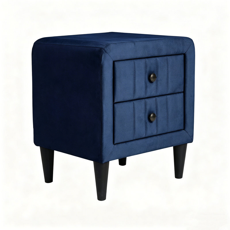 Table de chevet rembourrée en velours avec 2 tiroirs, table de chevet moderne avec rangement, table de bout élégante