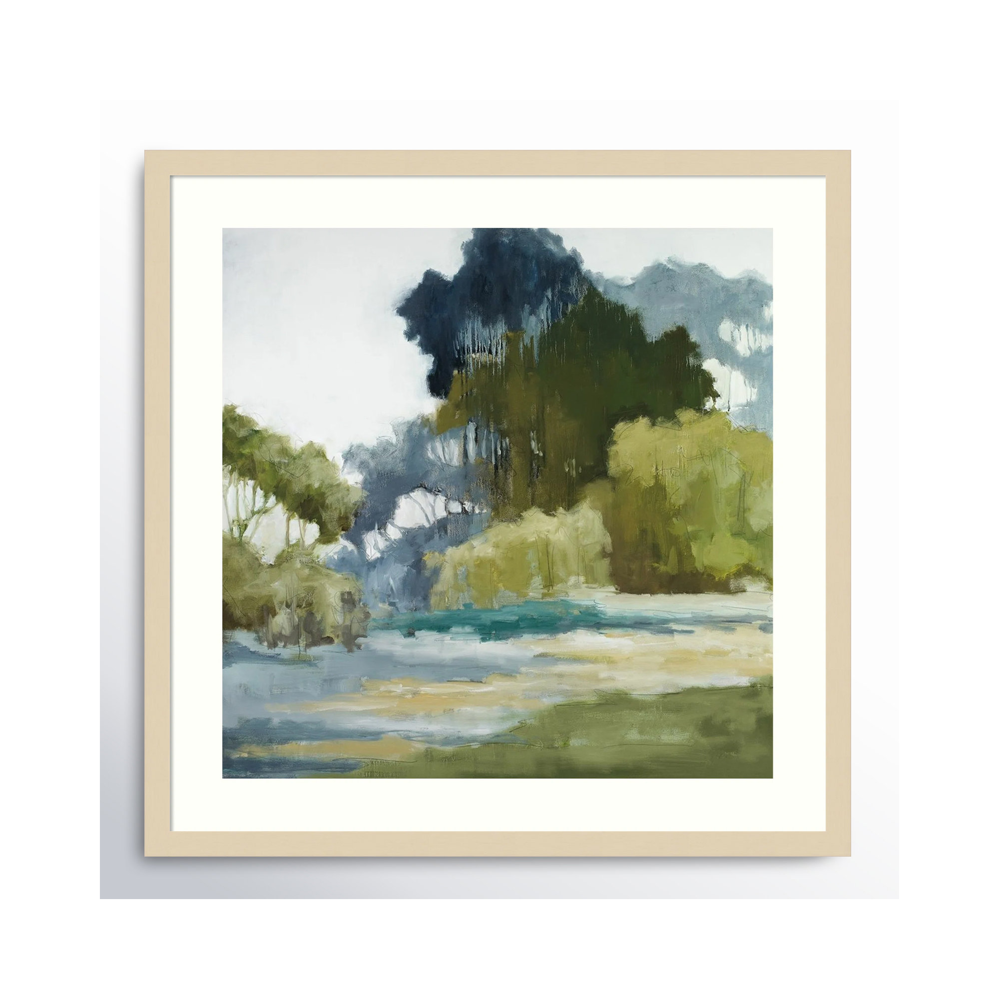 Bean Fileds Tall Trees by Jacqueline Ellens, 19" H x 19" W, White Framed Paper