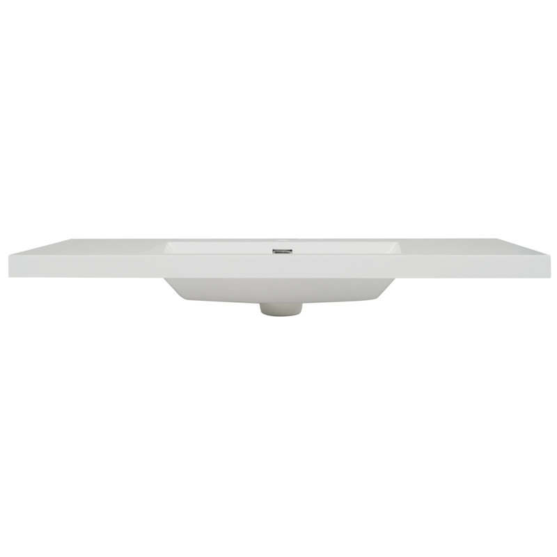 Grand dessus de meuble-lavabo rectangulaire en résine de 48 pouces avec lavabo intégré et trois trous de robinet pour une installation facile et une conception de salle de bain moderne