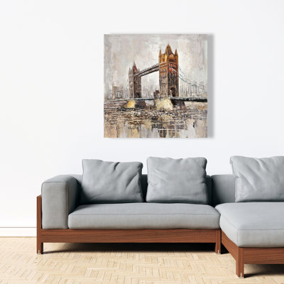 London Tower Bridge - toile orange, décoration de salon