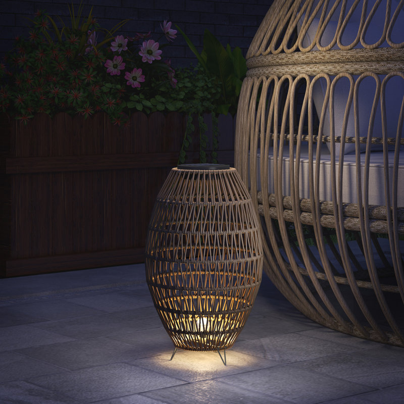 51Cm H Solar Powered Outdoor Lantern, Dark Brown