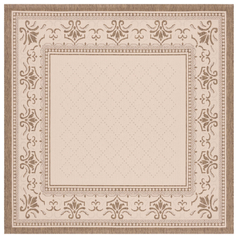 Bordeaux Oriental Natural/Brown Indoor / Outdoor Area Indoor/Outdoor Area Rug, Square 6'7"