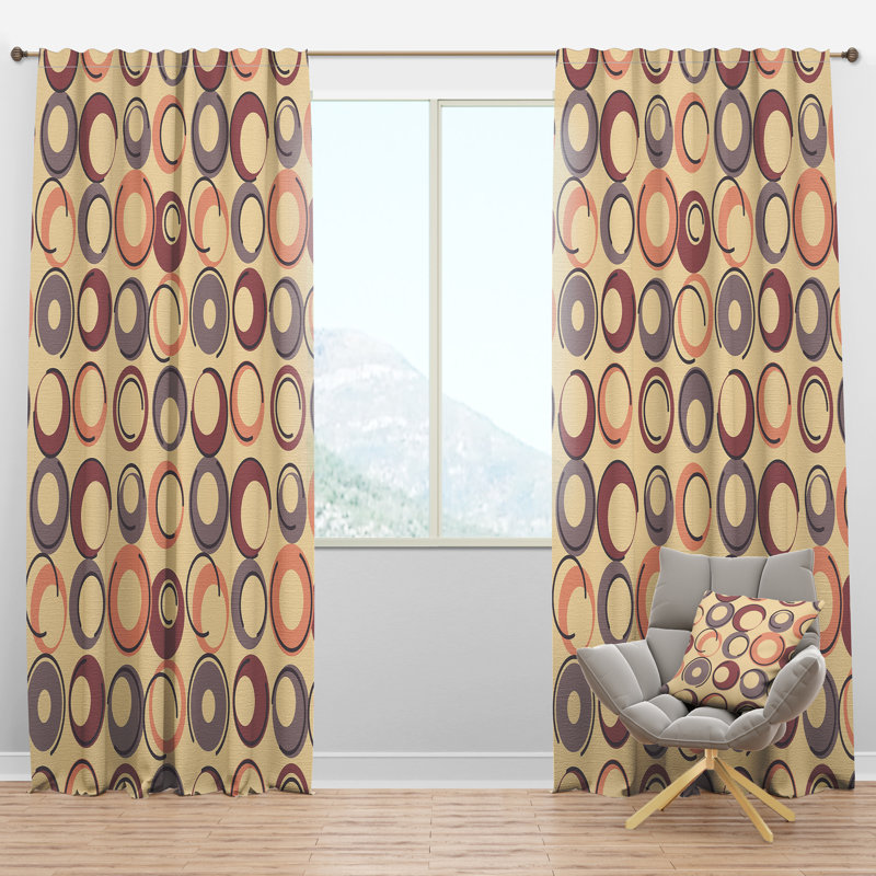 Panneau de rideau simple semi-diaphane avec passe-tringle Mid-Century, l 52 po x L 63 po