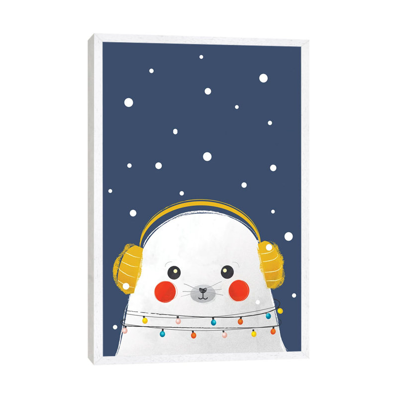 Christmas Baby Seal by Show Me Mars - Gallery-Wrapped Canvas Giclée on Canvas, 101.6 cm H x 66.04 cm W, White Framed