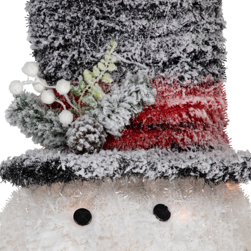 25" Lighted Snowman with Black Frosted Top Hat Christmas Tree Topper