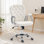 Chaise de bureau, chaise d'ordinateur pivotante à 360 °, blanc crème