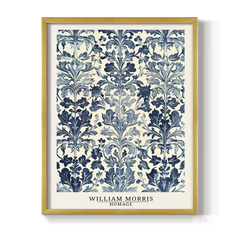 WM MORRIS Series DCXI Framed Print - Solid Wood, 11" H x 9" W, Gold