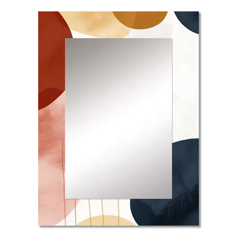 Beige minimal boho motif 4 - miroir décoratif minimaliste, grand miroir mural moderne, impression d'art en métal