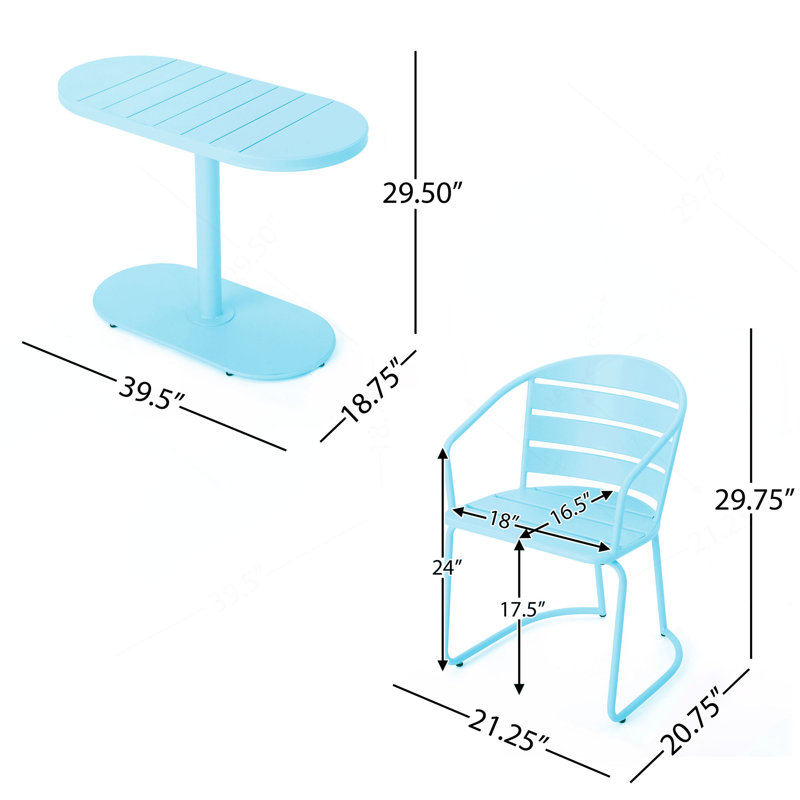 Monica Bistro Set, Light Blue