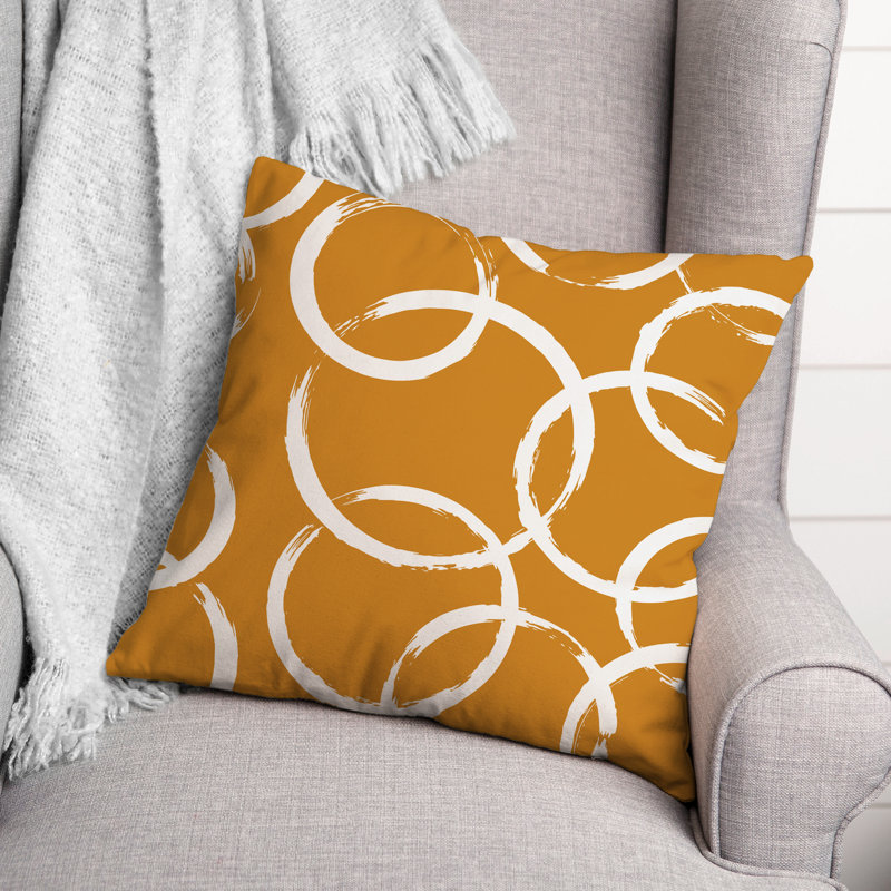 Geometric Outdoor Reversible Throw Pillow, Orange/Yellow