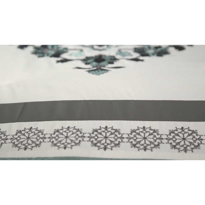 Alex Blue and Gray Queen Comforter Set with Embroidery