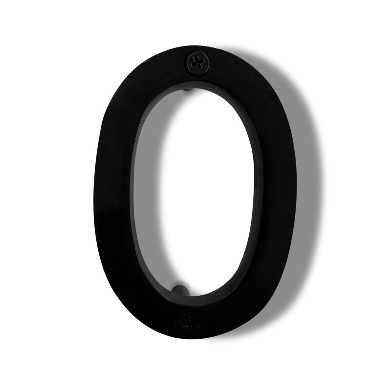 Numéro de maison en métal flottant, 0, 4", Noir