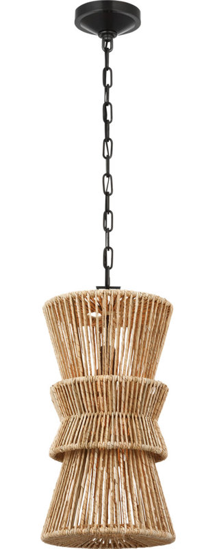 Antigua 11" Pendant in Natural Abaca, Bronze
