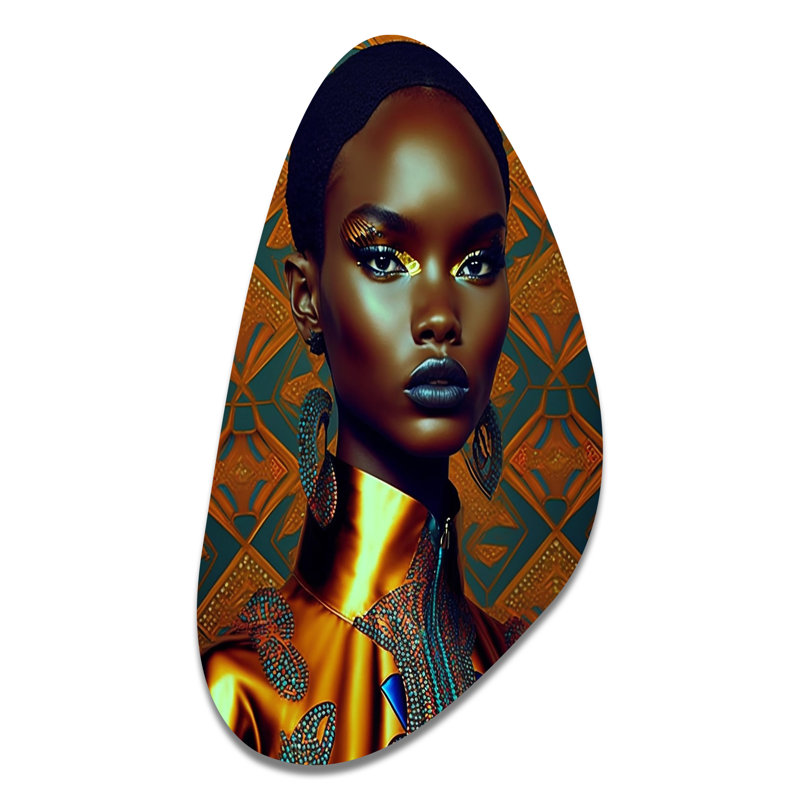 Exquiste, femme africaine II - art mural asymétrique, H 31 po x l 17 po