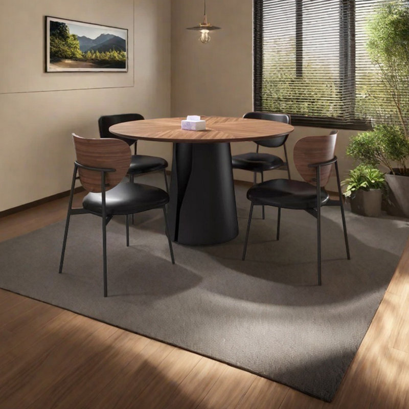 Table de salle à manger en bois massif de couleur noyer, H 43,3 po x L 29,52 po x l 43,3 po
